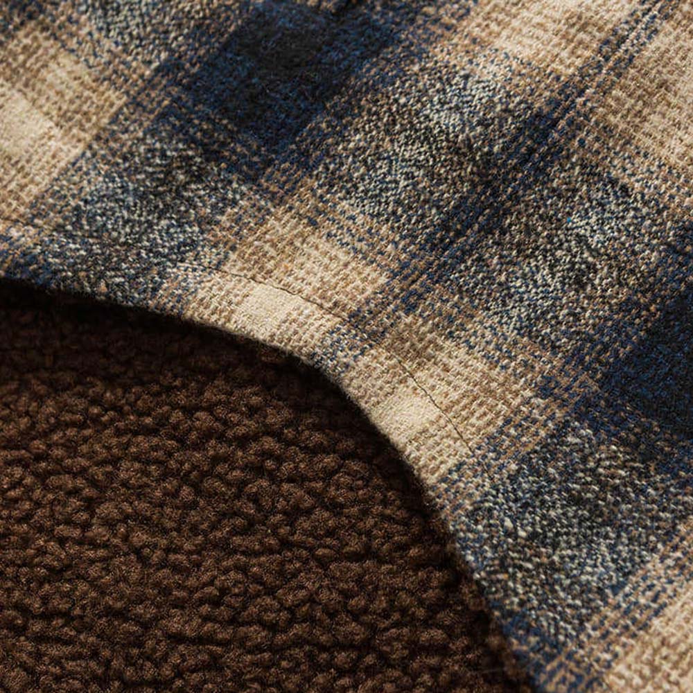 ボア裏地　ツイードチェック柄長袖シャツジャケット-oakln