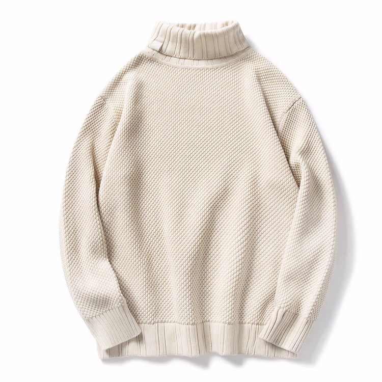 【肌にやさしいニット】クラシックハイネック 680g コットン混 チクチクしない 秋冬あったかニットトップス