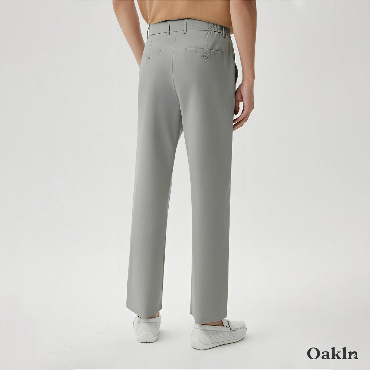 接触冷感 通気性 すっきり見え リヨセル×リネン混 カジュアルパンツ-Oakln
