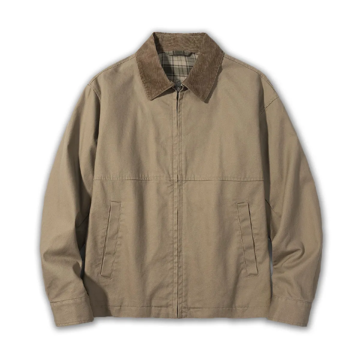 ミニマルデザイン コーデュロイ襟 メンズモダンハリントン ビジネスジャケット