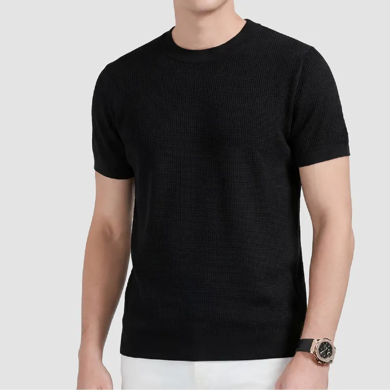 表面感のある冷感ニットTシャツ お手入れしやすくシワになりにくい
