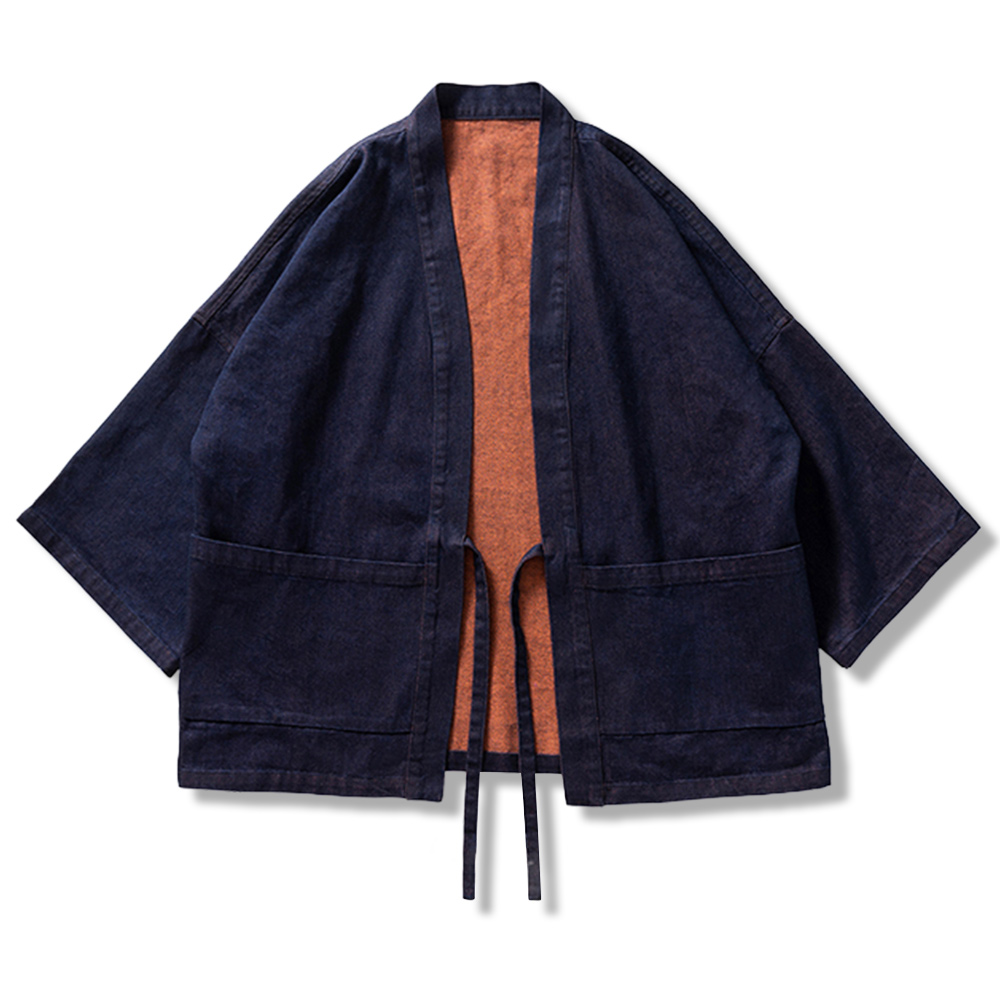 「夕暮れの霞の光」和風リバーシブルヴィンテージ半纏-oakln