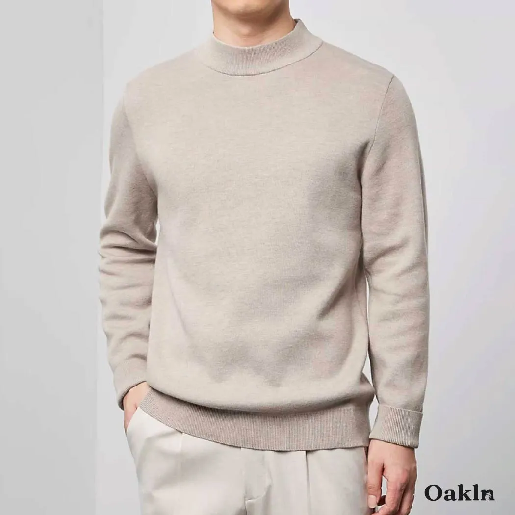 ハーフハイネック ニット メンズ 14ゲージ セーター 洗濯機洗いOK 綿混 きめ細かな平織り ゆったり 体型カバー  春秋冬向け-Oakln