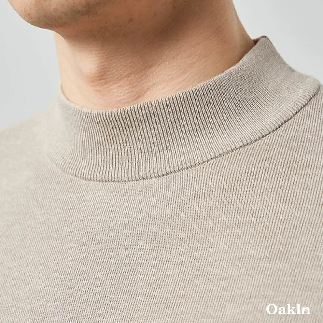 ハーフハイネック ニット メンズ 14ゲージ セーター 洗濯機洗いOK 綿混 きめ細かな平織り ゆったり 体型カバー  春秋冬向け-Oakln