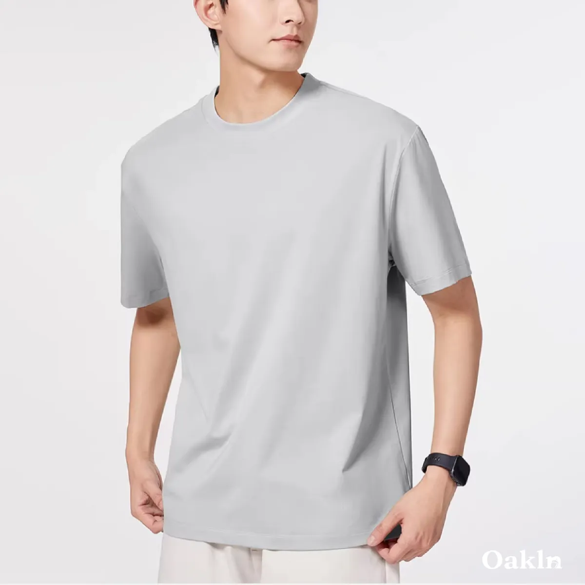 なめらかな肌触り　モダール混コットンTシャツメンズ-Oakln