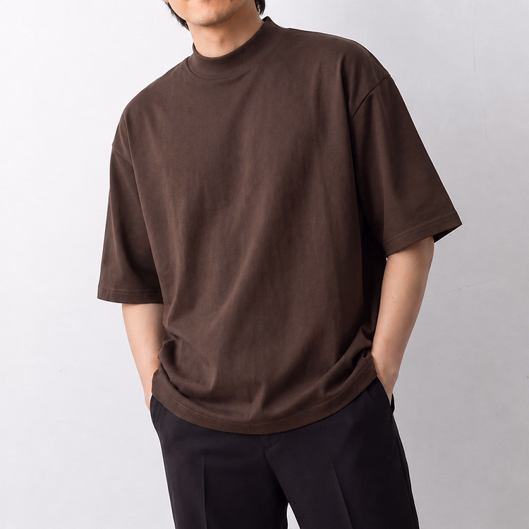 [Copy]汗をかいても肌にまとわりつきにくい  270gヘビーウェイトコットンTシャツ  ゆったりシルエット  ドロップショルダー  五分袖