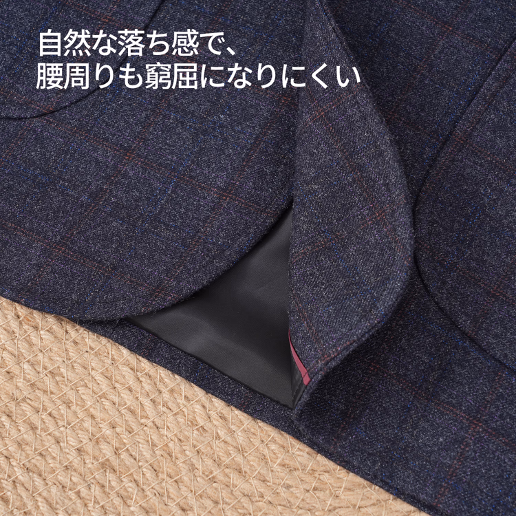ウール調シャドーチェック イージーケア 秋通勤向けイタリアンジャケット