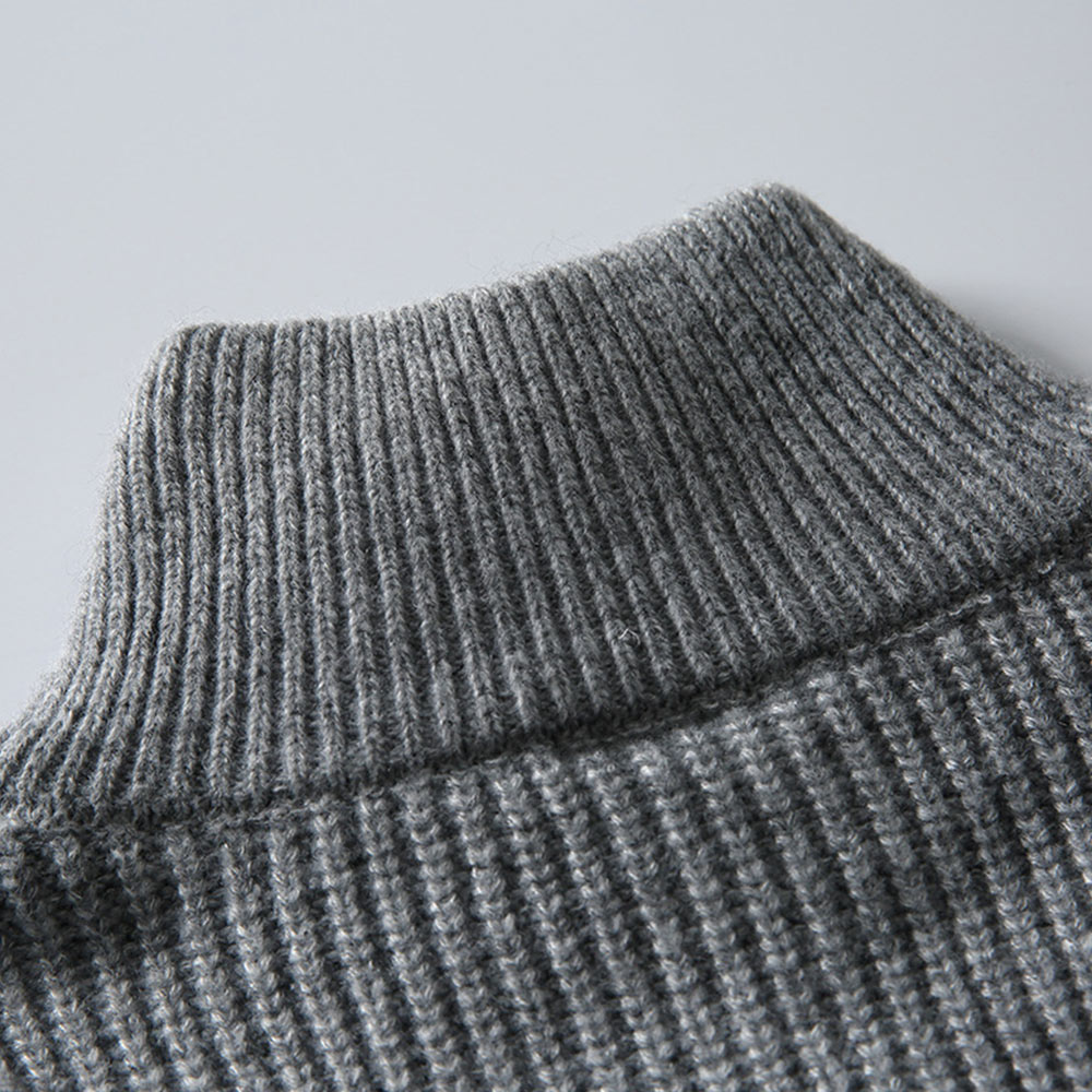 ミニマルクラシック　無地ハーフジップスタンドカラーセーター-oakln