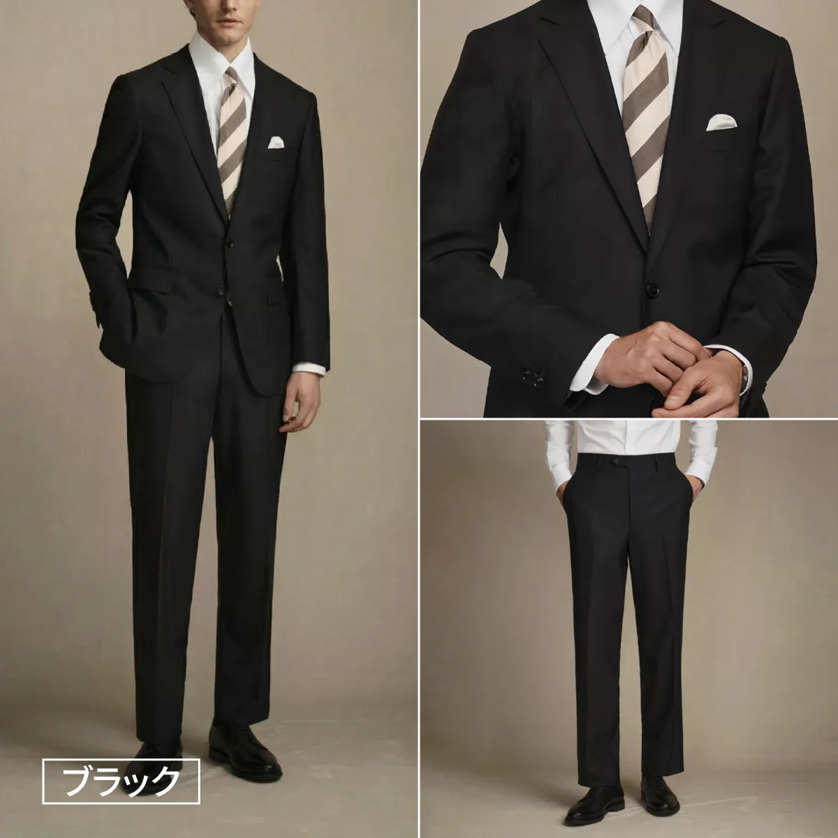 立体的な肩パッドで印象を引き締める　洗えるビジネススリーピーススーツ