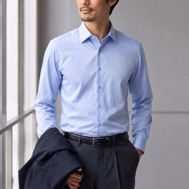 バンブーファイバー混紡ビジネス長袖シャツ