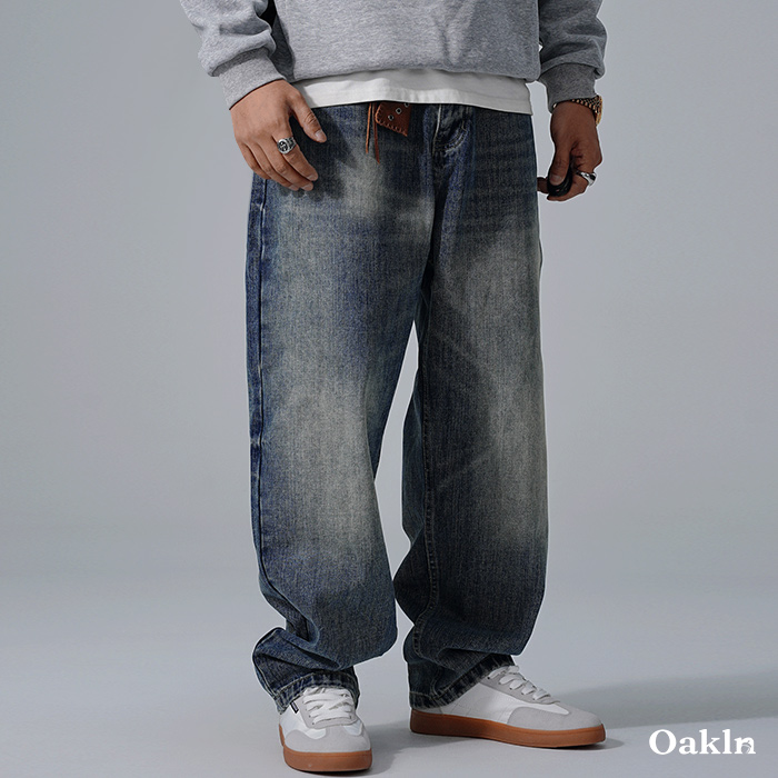 ターコイズ「Concho」ボタン付き ヘビーウェイトストレートデニム