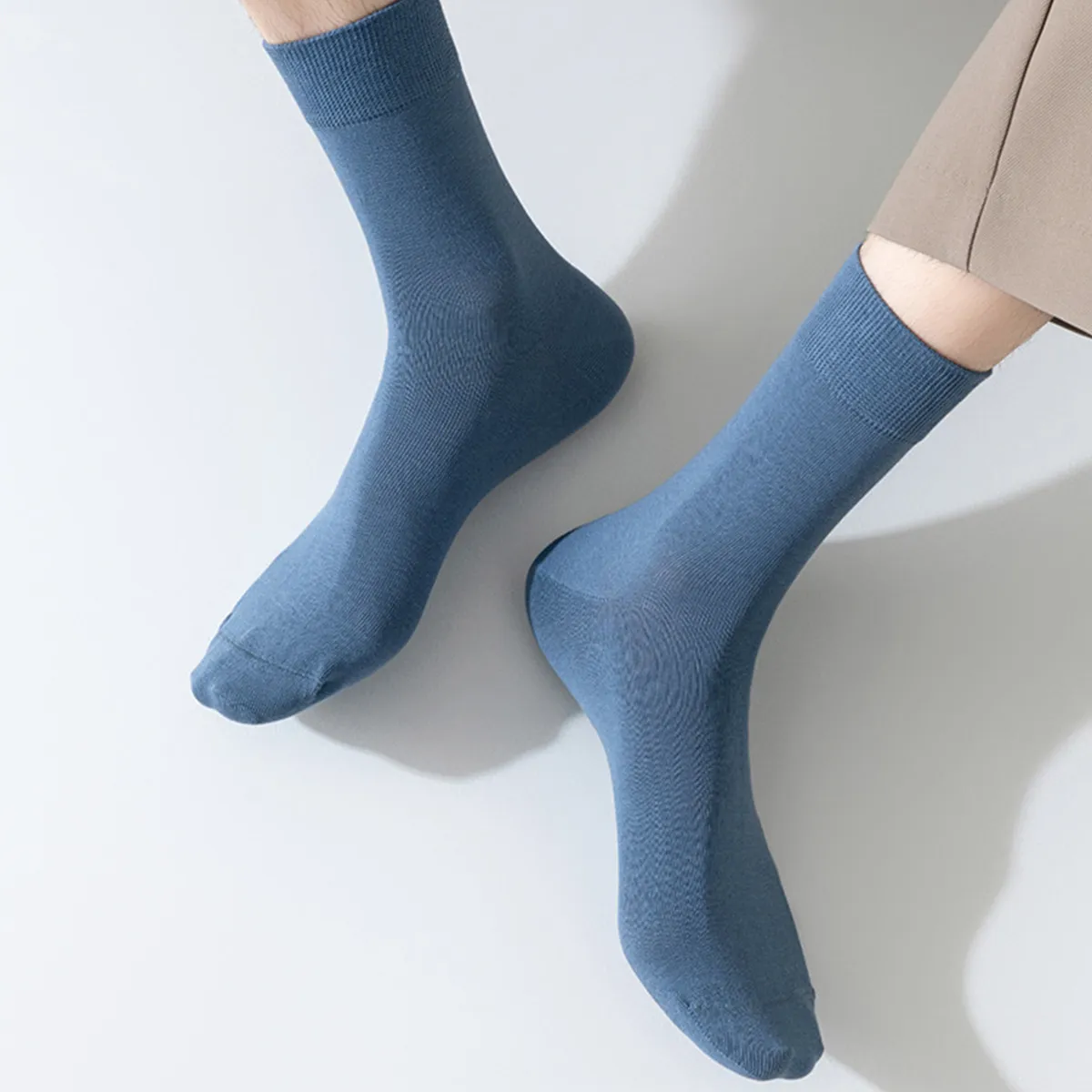 長繊維コットン コットン100% 抗菌防臭 シームレス仕様 ビジネスミドル丈メンズソックス