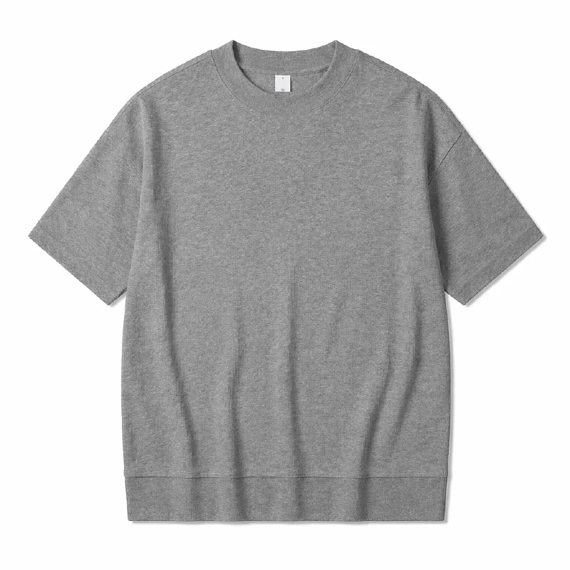 MOCK NECK SHIRT メンズ 夏 薄手ウール混 モックネック半袖Tシャツ