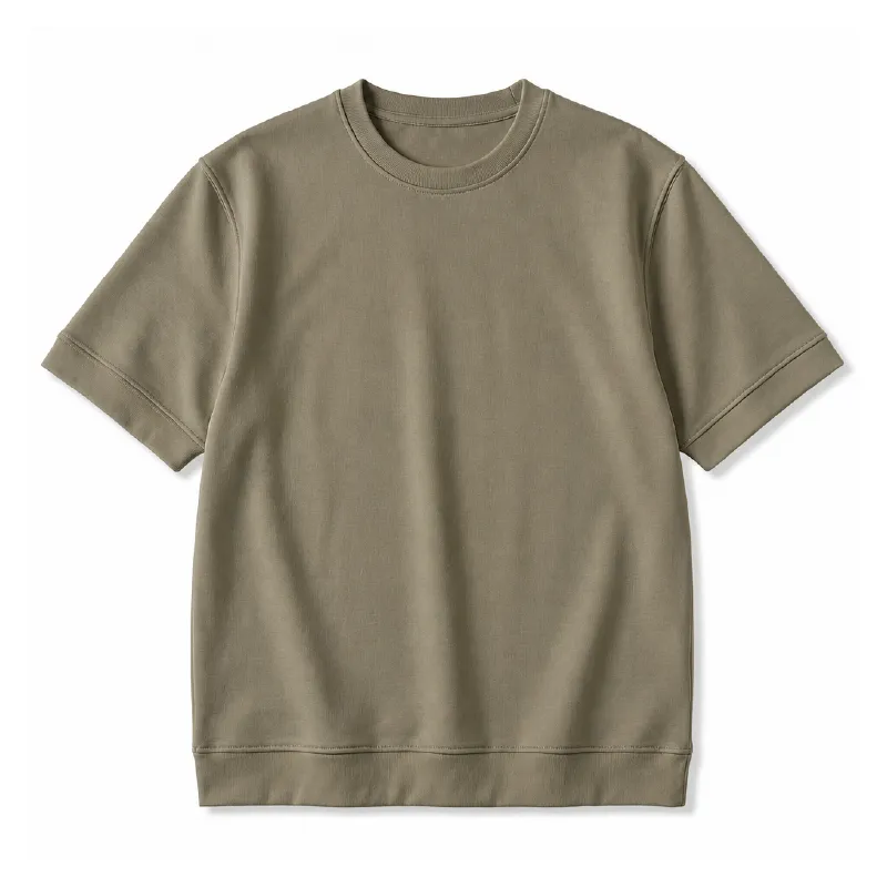 ヘビーウェイト接触冷感素材無地Tシャツメンズ　抗菌防臭加工ハリ感のあるシルエット