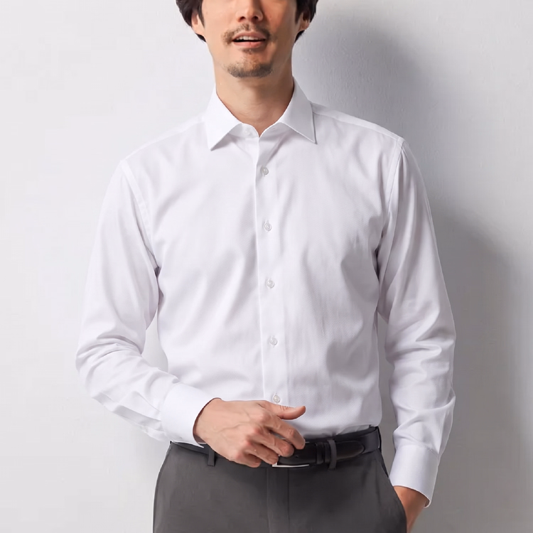 バンブーファイバー混紡ビジネス長袖シャツ