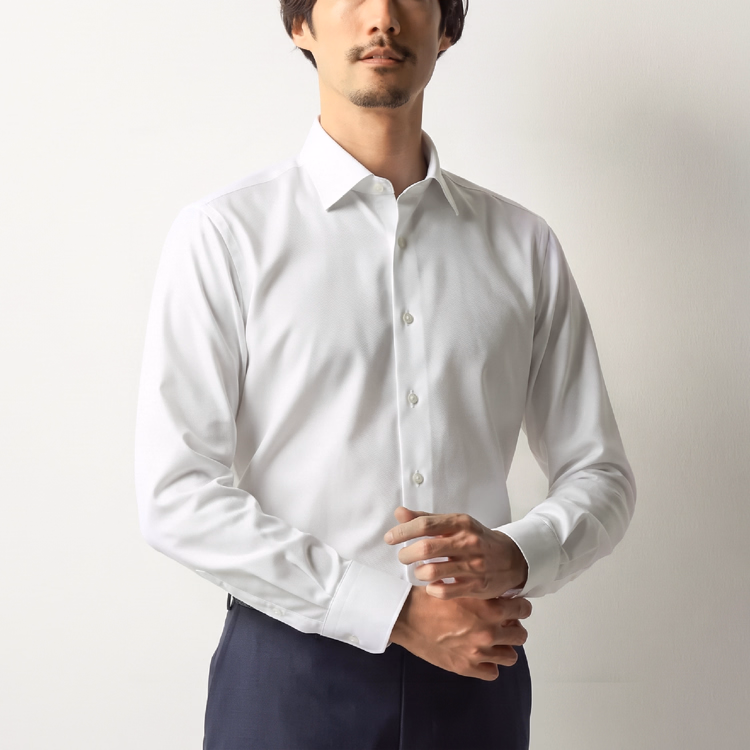 バンブーファイバー混紡ビジネス長袖シャツ