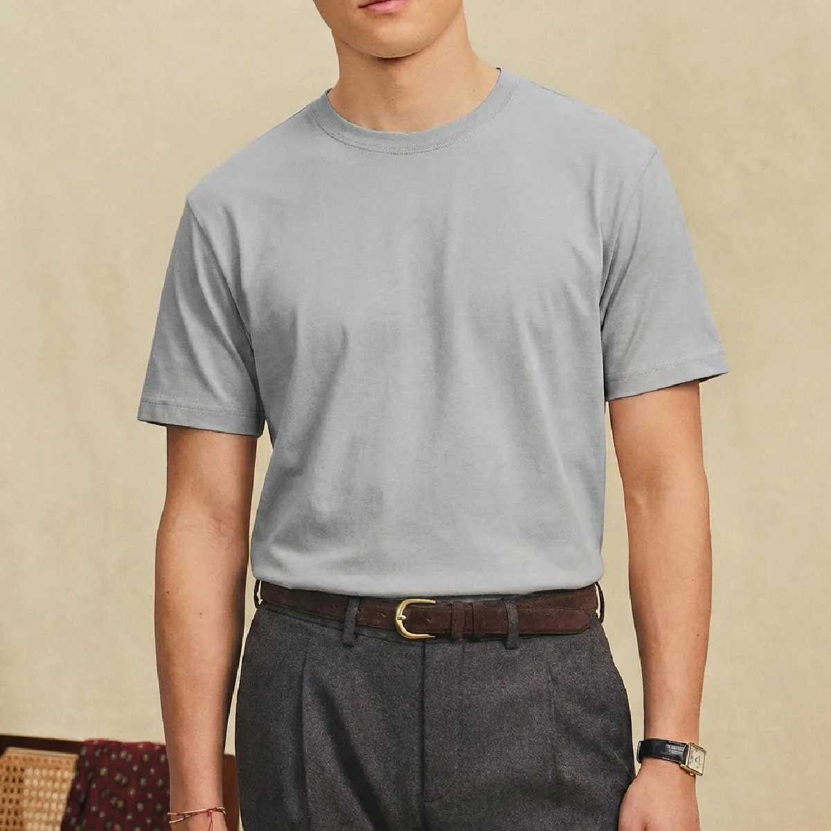 なめらかでストレスフリー メンズモダール接触冷感軽量Tシャツ