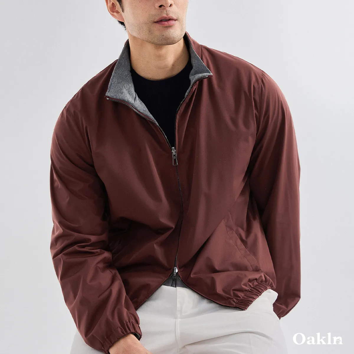 リバーシブル高機能ジャケット アイロン不要 シワ防止 体型カバー ビジネスアウター-Oakln