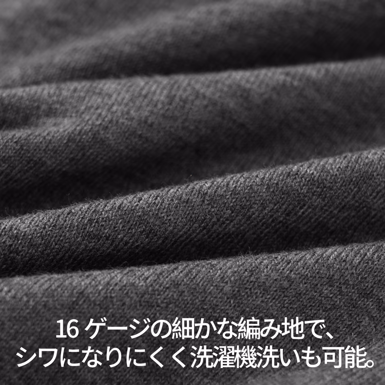 メンズ 3つボタン ニットポロ 16ゲージ梳毛糸 ウール混 シワになりにくい 洗濯機洗い可 長袖トップス