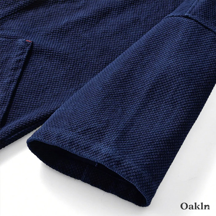 ビーオンス 祥雲文様 藍染刺し子・手作業仕立ての半纏-oakln