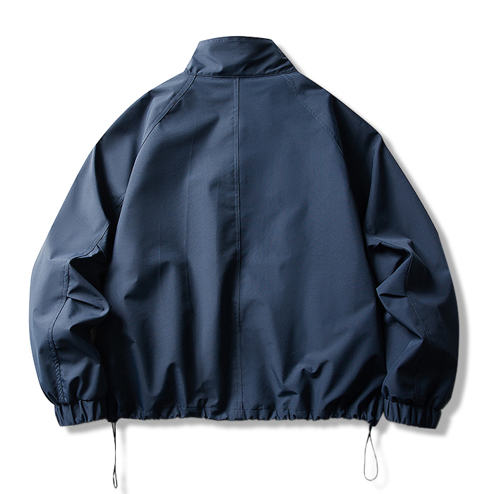 防風 撥水 スタンドカラー ブルゾン メンズ 裾ドローコード ショート丈 ゆったり 体型カバー 高機能 アウター-Oakln