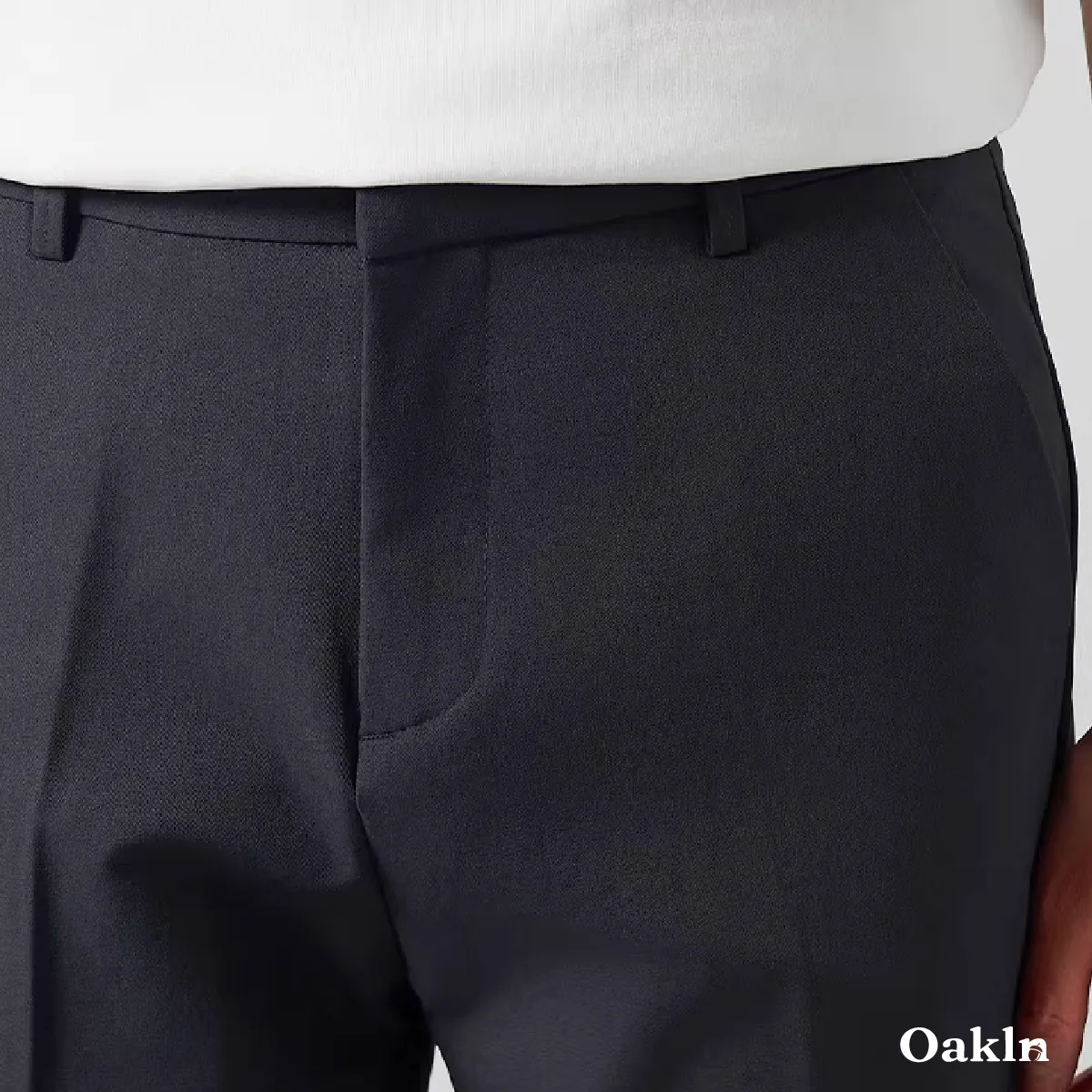 アイロン不要 センタープレス入り ハリのあるスラックス-Oakln