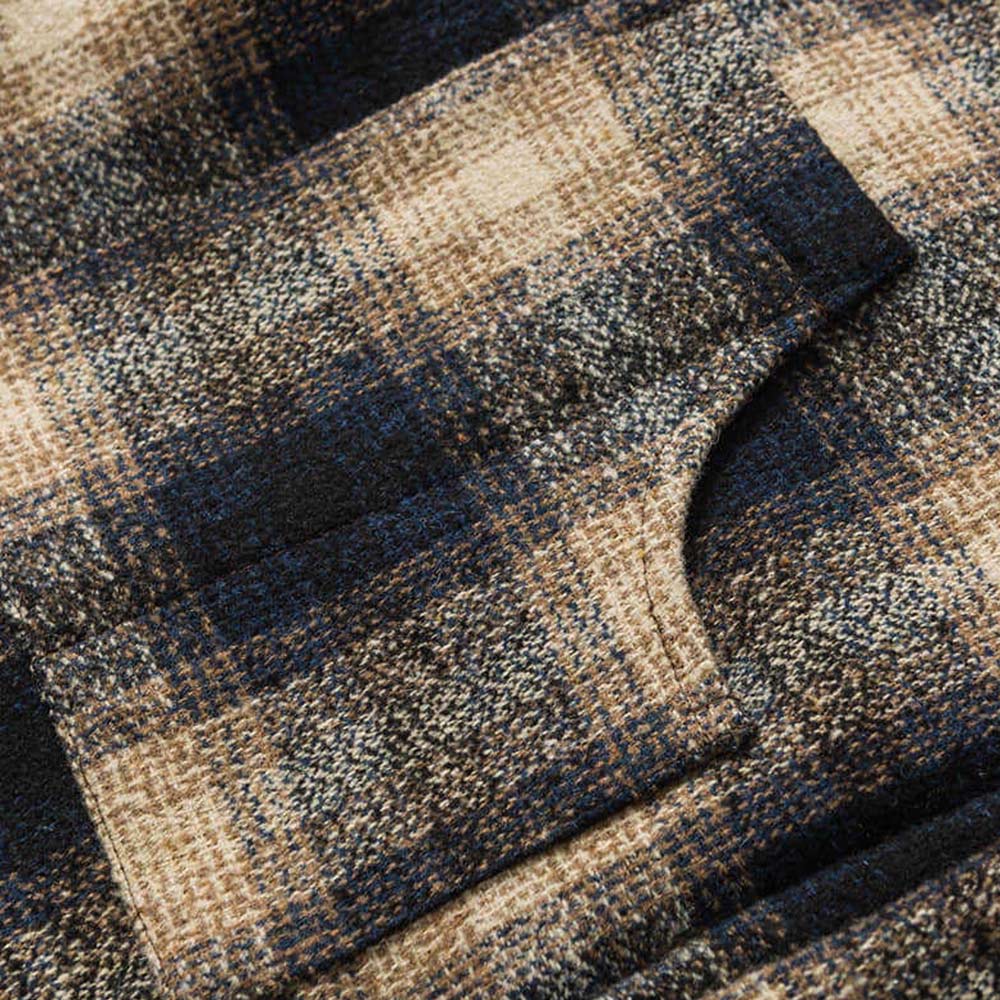 ボア裏地　ツイードチェック柄長袖シャツジャケット-oakln