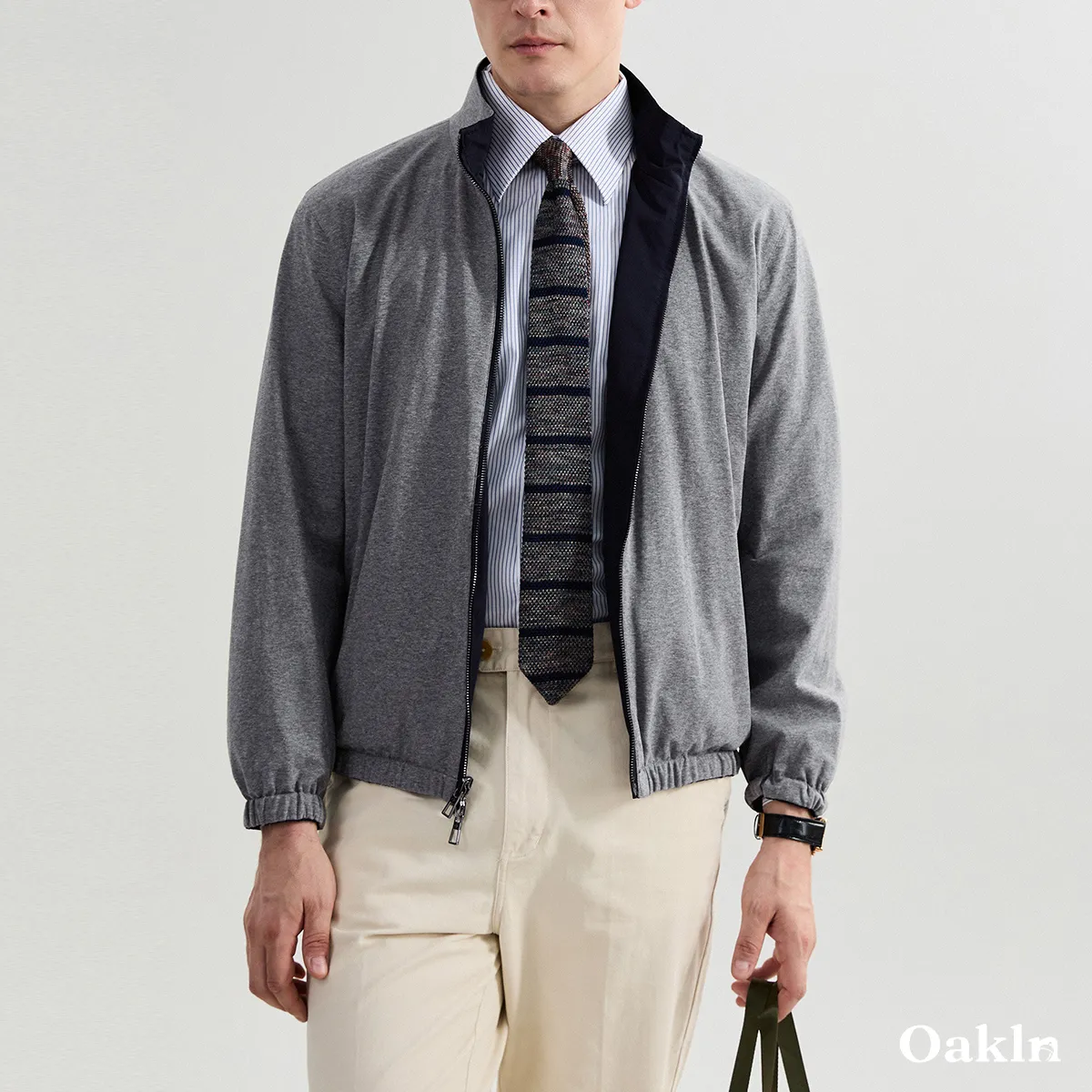 リバーシブル高機能ジャケット アイロン不要 シワ防止 体型カバー ビジネスアウター-Oakln