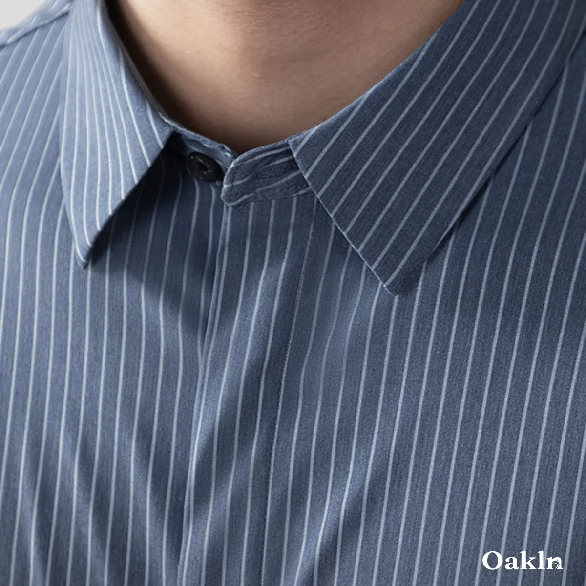ビジカジ  ストライプ 長袖シャツ ストレッチ 3D立体裁断 形状安定 1枚で決まる メンズシャツ-Oakln