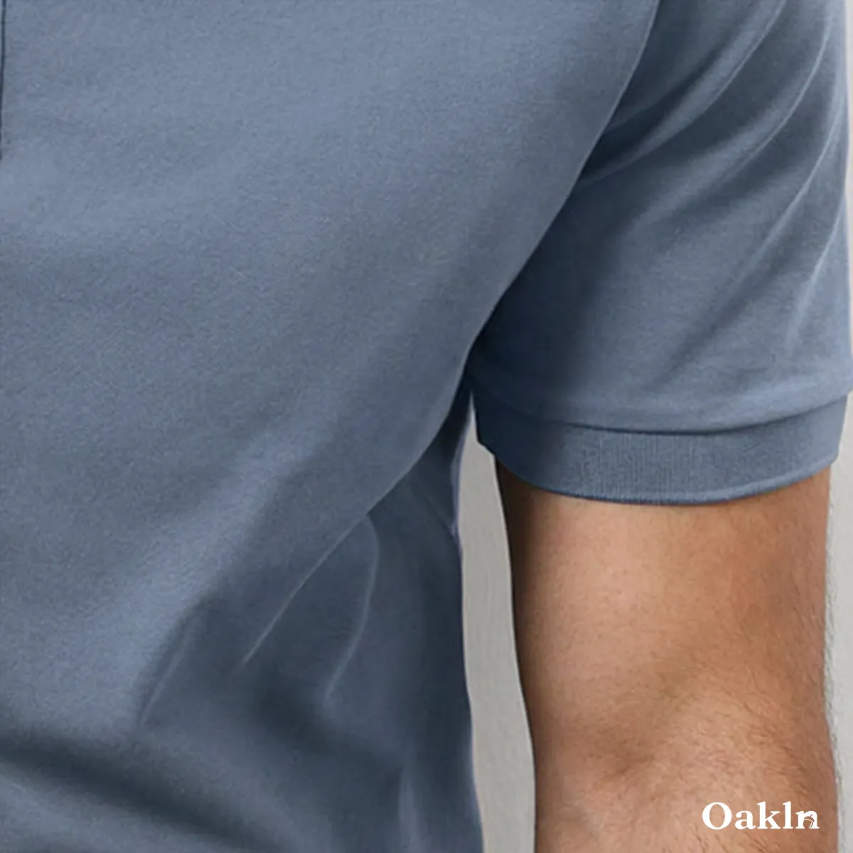 高混率コットンヘンリーネック半袖 ハリ感 通気性 ビジネスカジュアルスタイル-Oakln