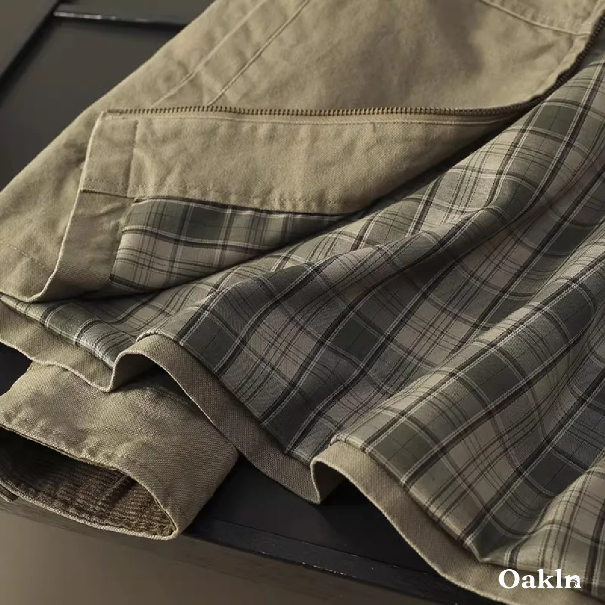 ミニマルデザイン コーデュロイ襟 メンズモダンハリントン ビジネスジャケット-Oakln