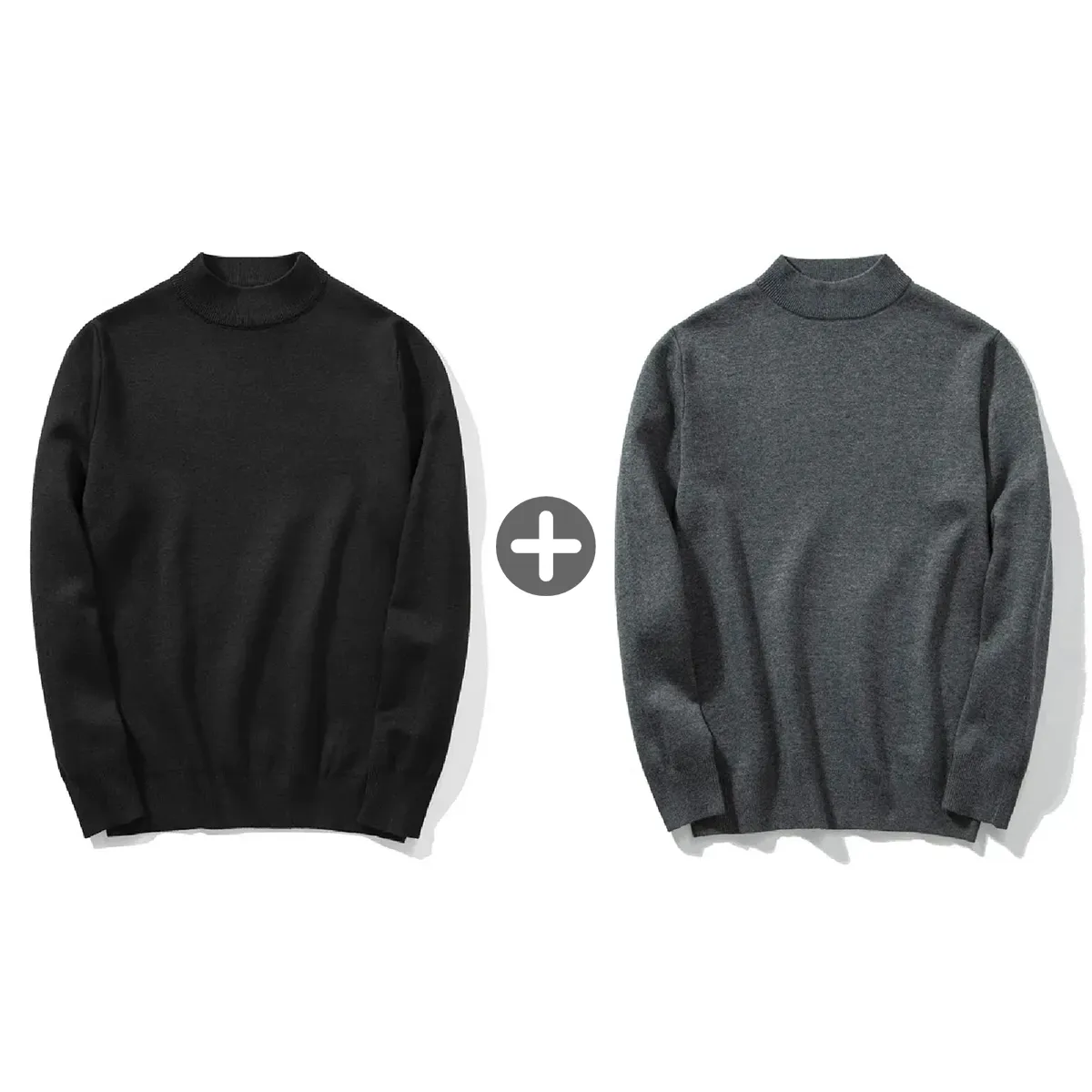 メンズ ハーフハイネック ニット 14ゲージ セーター 洗濯機洗いOK 綿混 きめ細かな平織り ゆったり 体型カバー  春秋冬向け