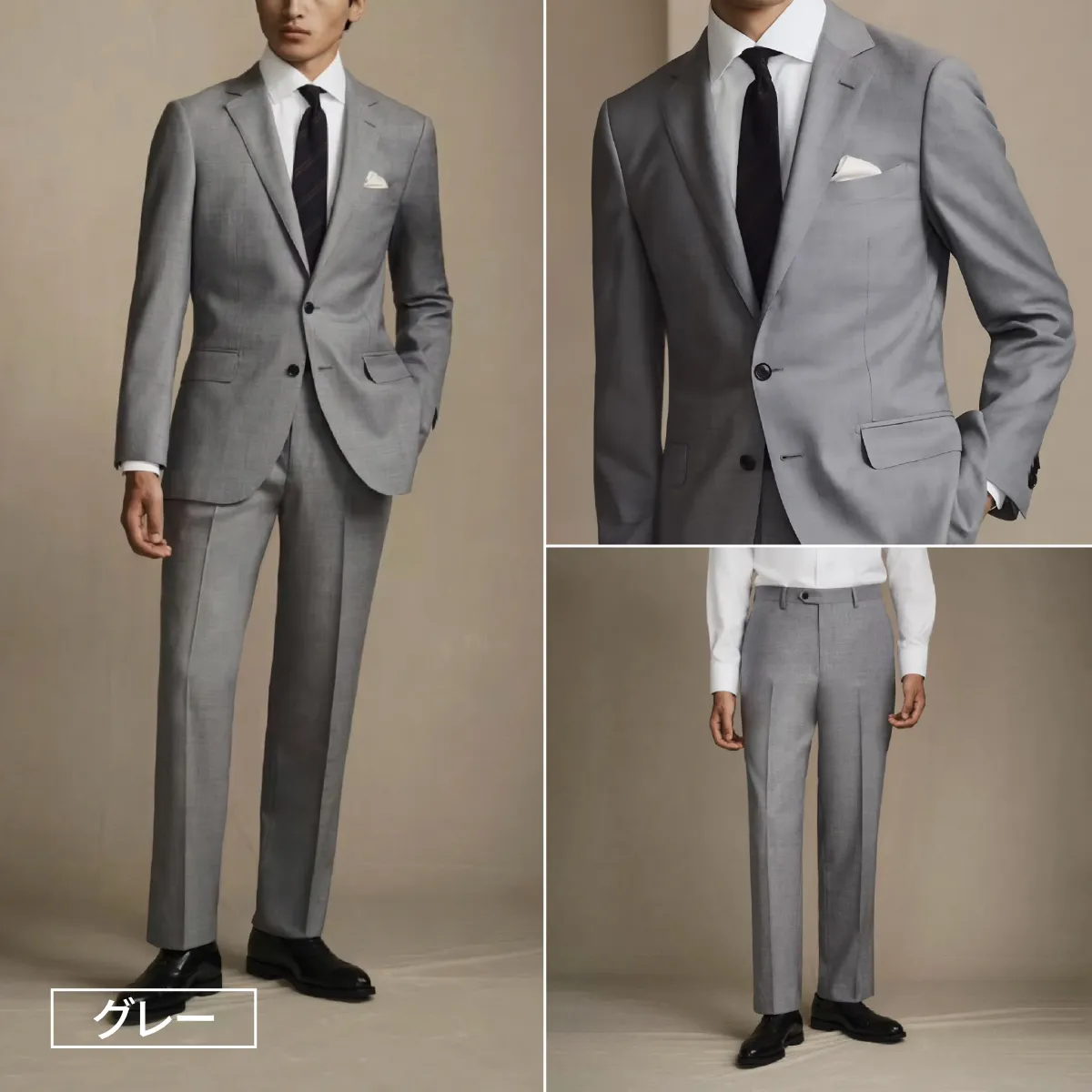 立体的な肩パッドで印象を引き締める　洗えるビジネススリーピーススーツ