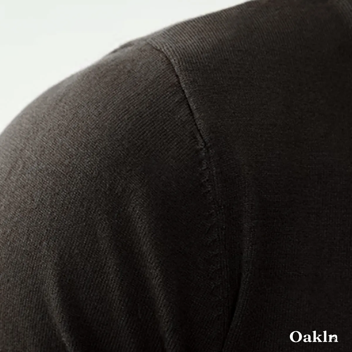 ウール混モックネック半袖ニット　ビジネスカジュアル 立体裁断-Oakln