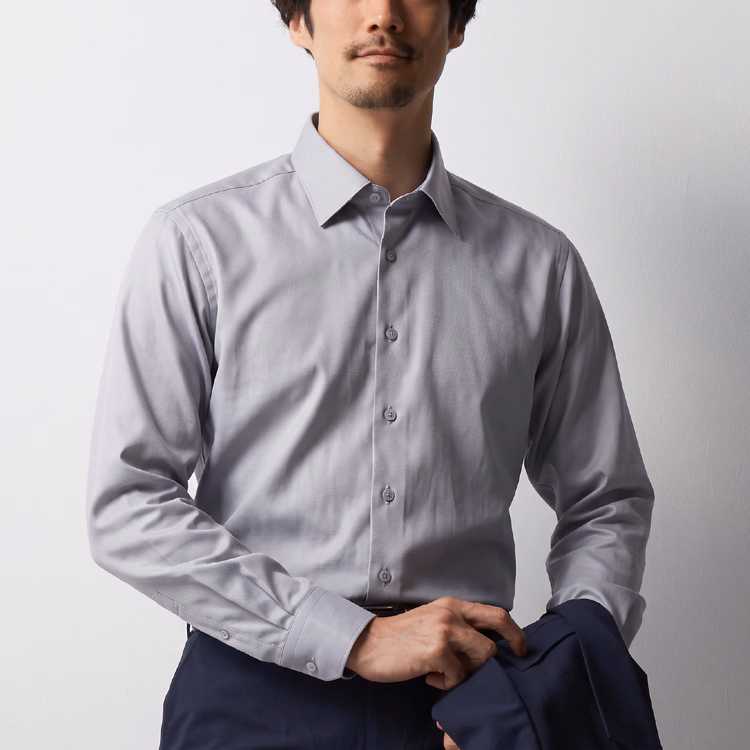 バンブーファイバー混紡ビジネス長袖シャツ