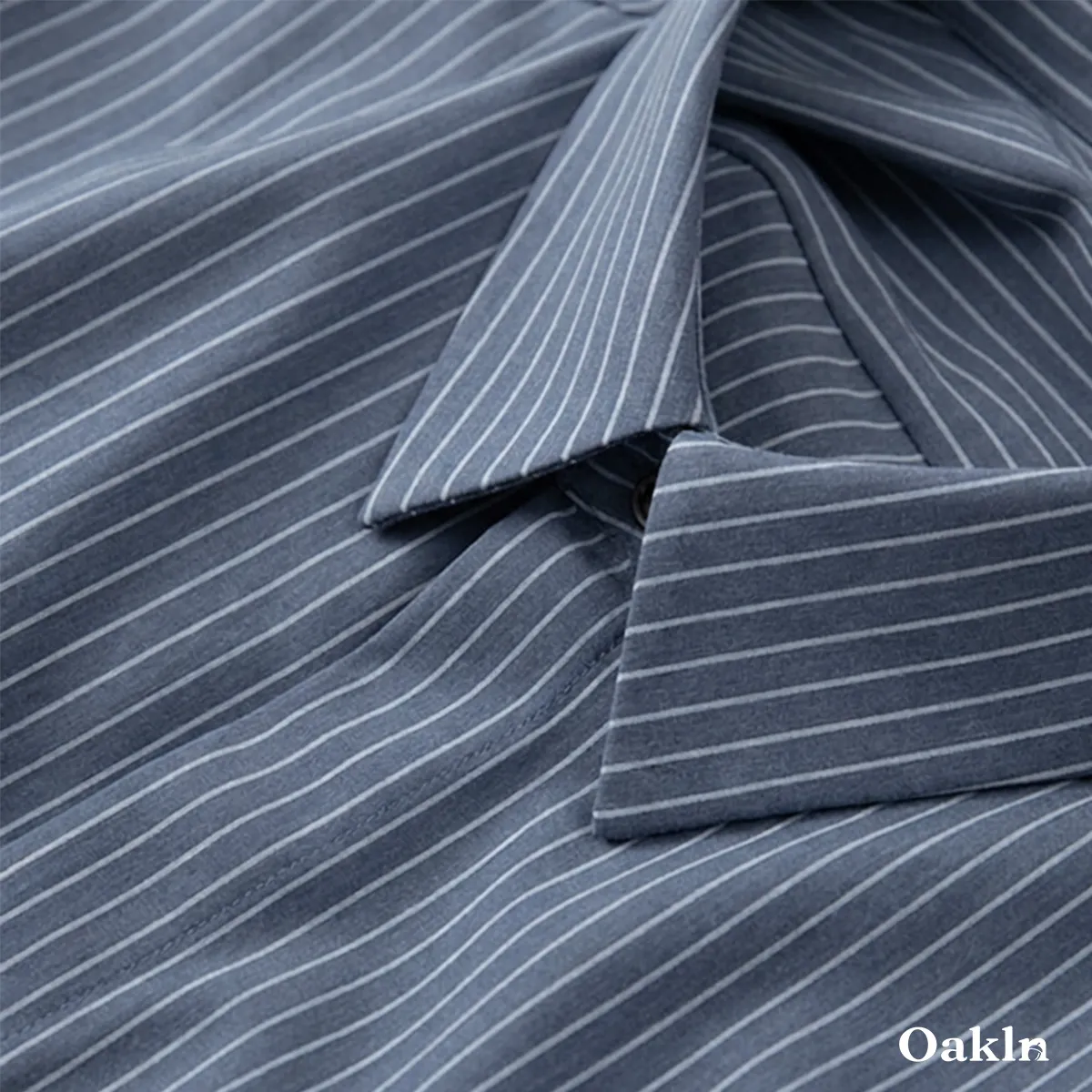 ビジカジ  ストライプ 長袖シャツ ストレッチ 3D立体裁断 形状安定 1枚で決まる メンズシャツ-Oakln