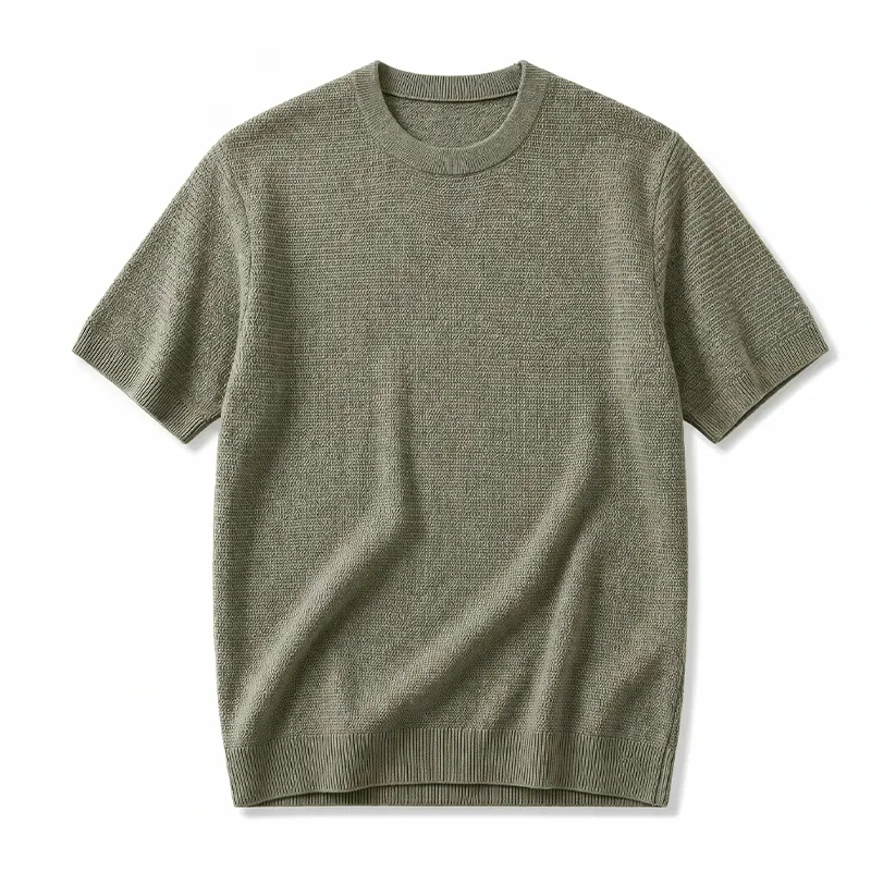 接触冷感 100％リヨセル　なめらかな肌触り　表情感のあるニットTシャツ