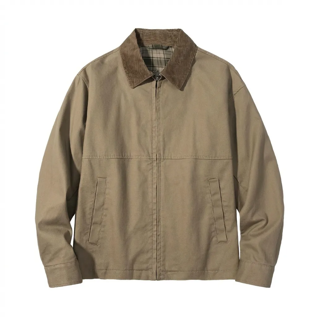 ミニマルデザイン コーデュロイ襟 メンズモダンハリントン ビジネスジャケット