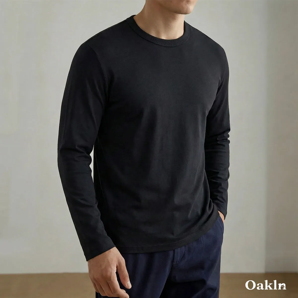 100％超長綿 長袖Tシャツ 三本針 液体アンモニア加工 型崩れしにくい