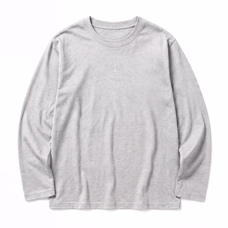 270gヘビーウェイト天竺編み  お腹まわりのラインを拾いにくい コットン100％無地 長袖Tシャツ インナーにも一枚着にも