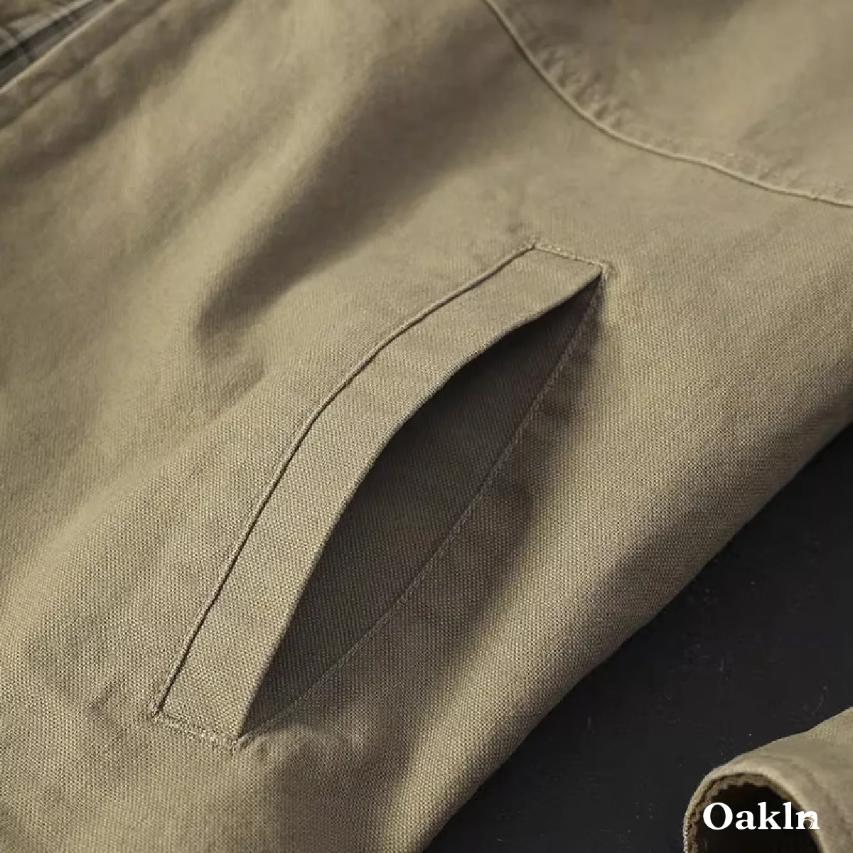 ミニマルデザイン コーデュロイ襟 メンズモダンハリントン ビジネスジャケット-Oakln