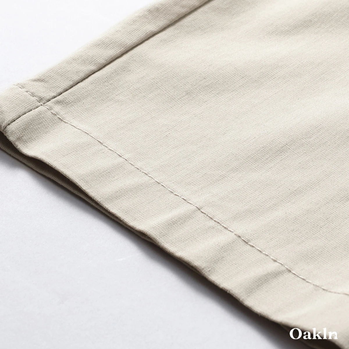 接触冷感 通気性 すっきり見え リヨセル×リネン混 カジュアルパンツ-Oakln