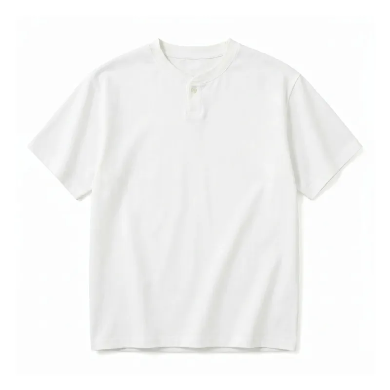 ヨレにくいヘンリーネック無地Tシャツメンズ　ゆったりシルエット