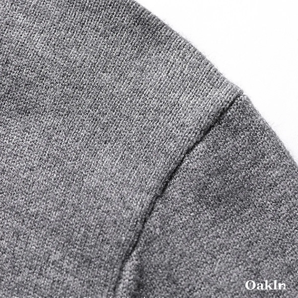 ハイネックニットカーディガン ウール混 伸縮性あり リブ袖 柔らかい-Oakln