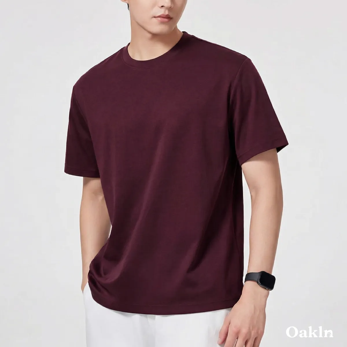 なめらかな肌触り　モダール混コットンTシャツメンズ-Oakln