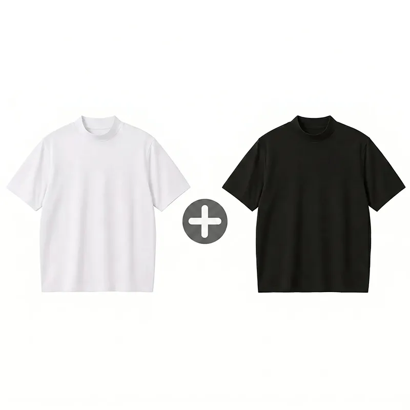 ヨレにくいモックネックTシャツ　ジャケットインナーに最適