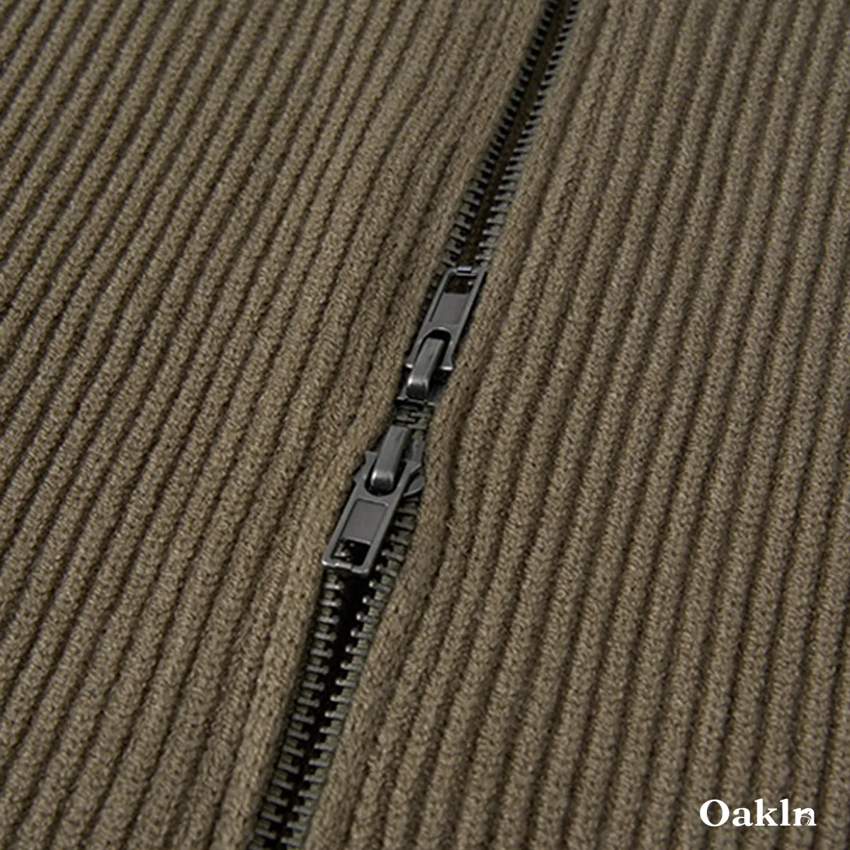 ドライバーズニット ダブルジップ ウール混 畦編み スタンドカラー