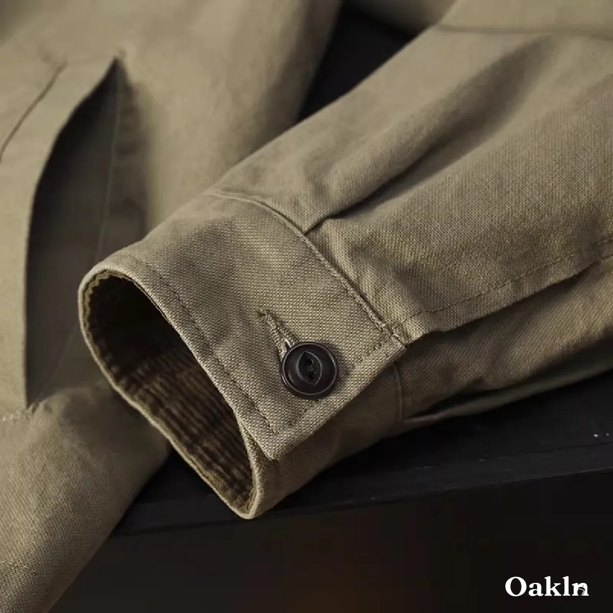 ミニマルデザイン コーデュロイ襟 メンズモダンハリントン ビジネスジャケット-Oakln