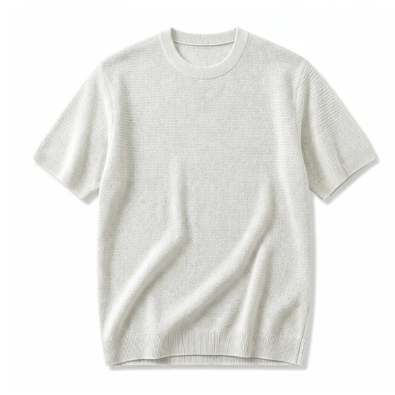 接触冷感 100％リヨセル　なめらかな肌触り　表情感のあるニットTシャツ