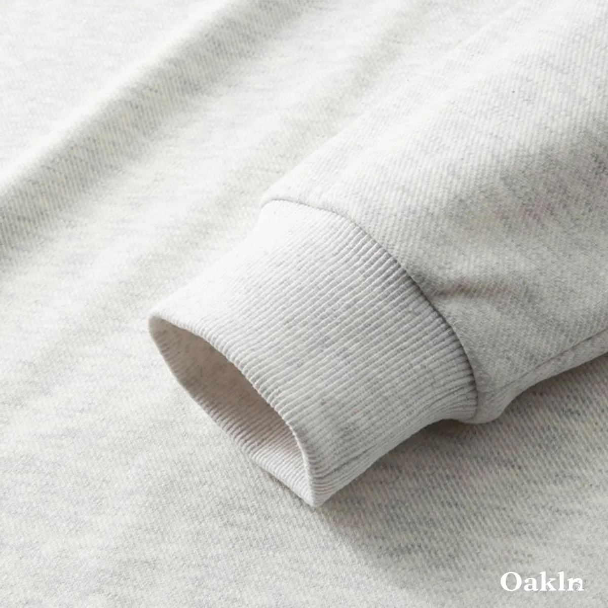 ヘンリーネック長袖Tシャツ 厚手仕様 ツイル コットン混 ドロップショルダー-Oakln